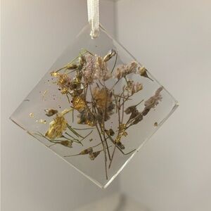 Handmade Christmas tree/ wall ornament with real flowers